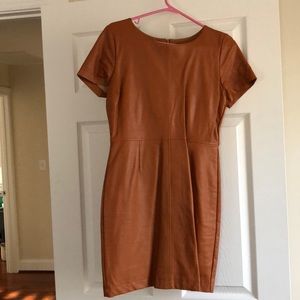 Anthropologie vegan leather mini dress